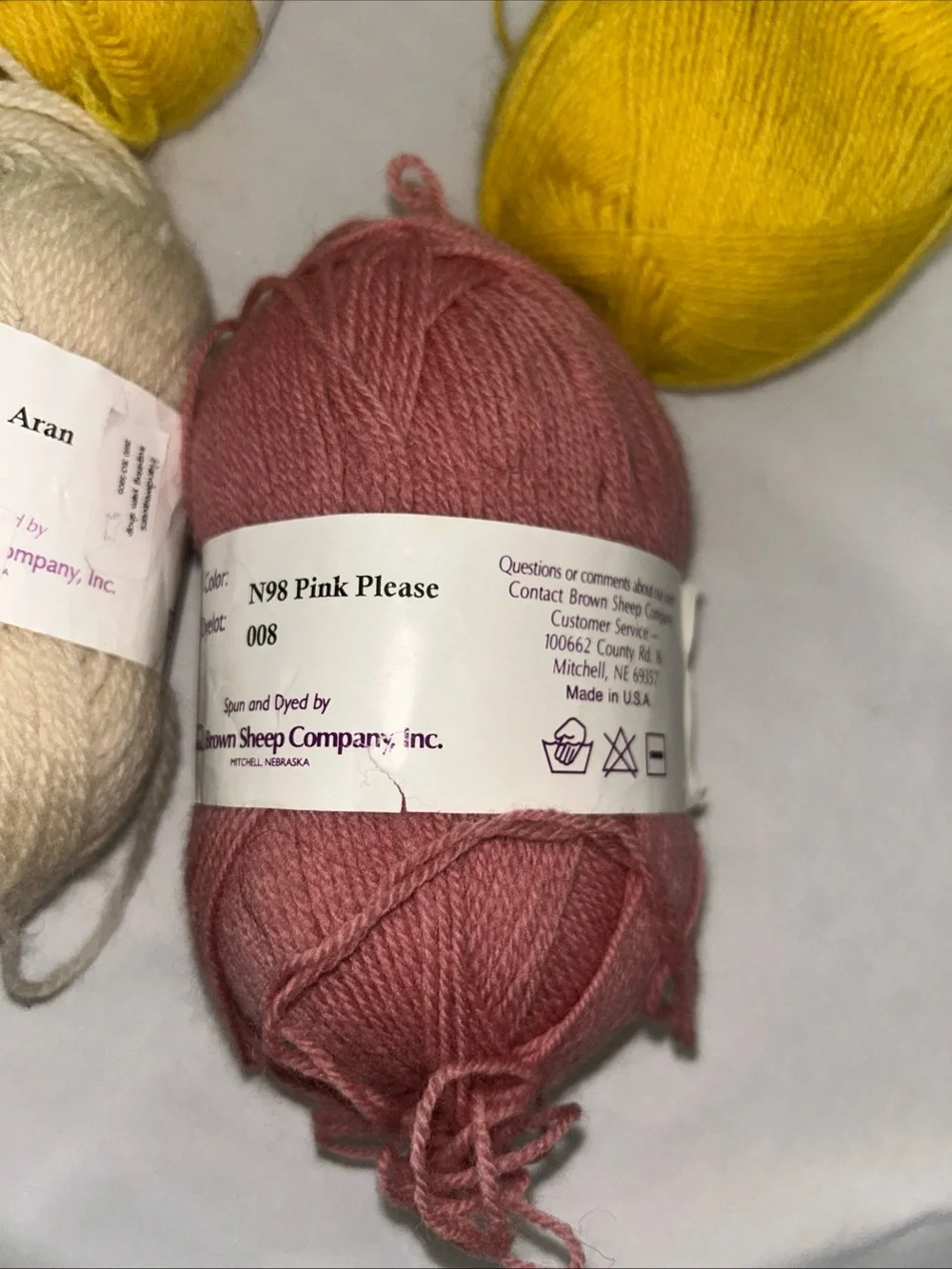 Brown Sheep Nature Spun Fingerling Weight Wool Lot Of 4 Yellow Pink Please Aran